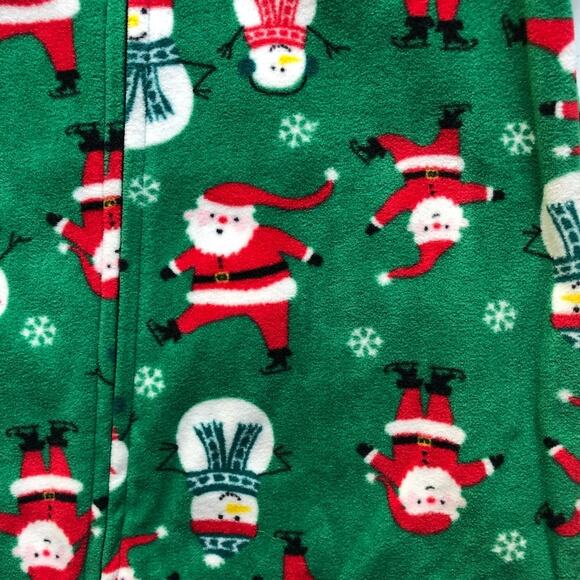 Carter's Green Red Santa Snowman Christmas Holiday Full Zip Fleece Footie Pajama - Picture 4 of 4